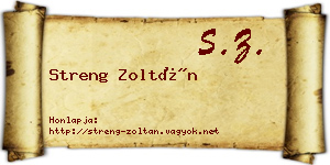 Streng Zoltán névjegykártya